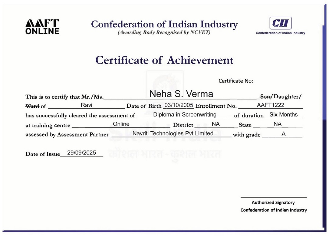 NSDC certificate for advertising pr and corporate communication