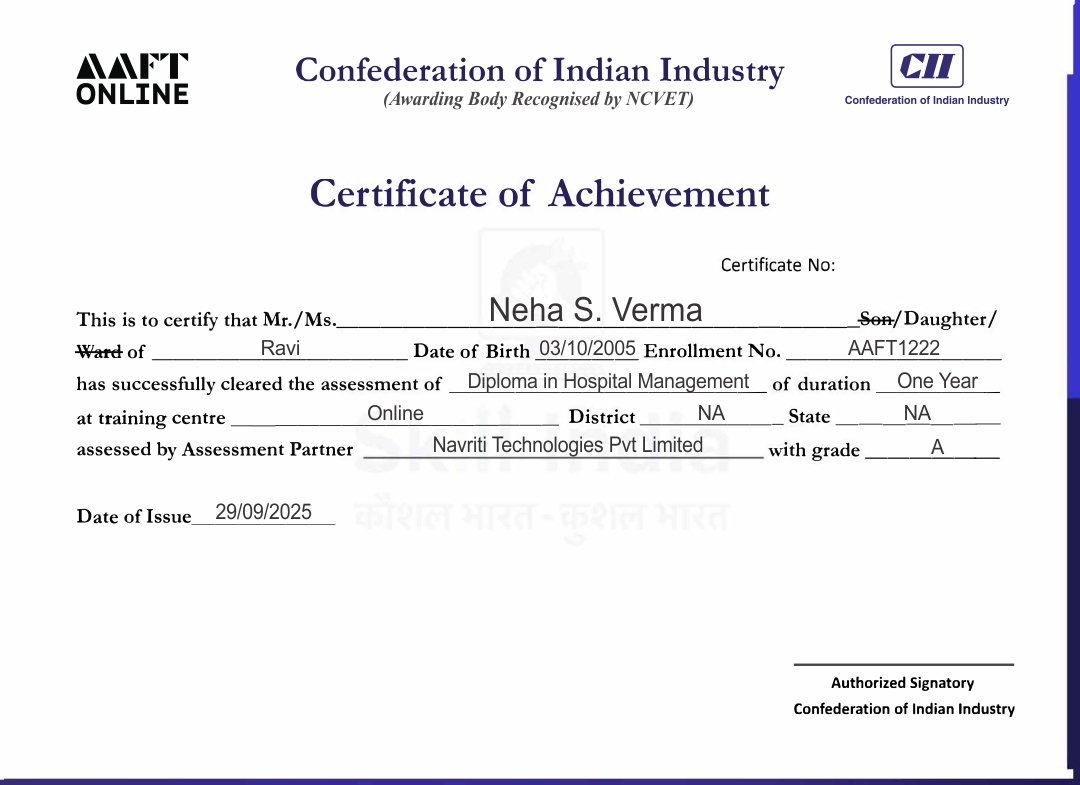 NSDC certificate for advertising pr and corporate communication