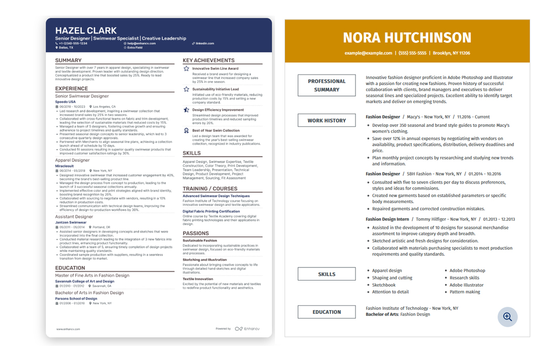 fashion designer resume samples