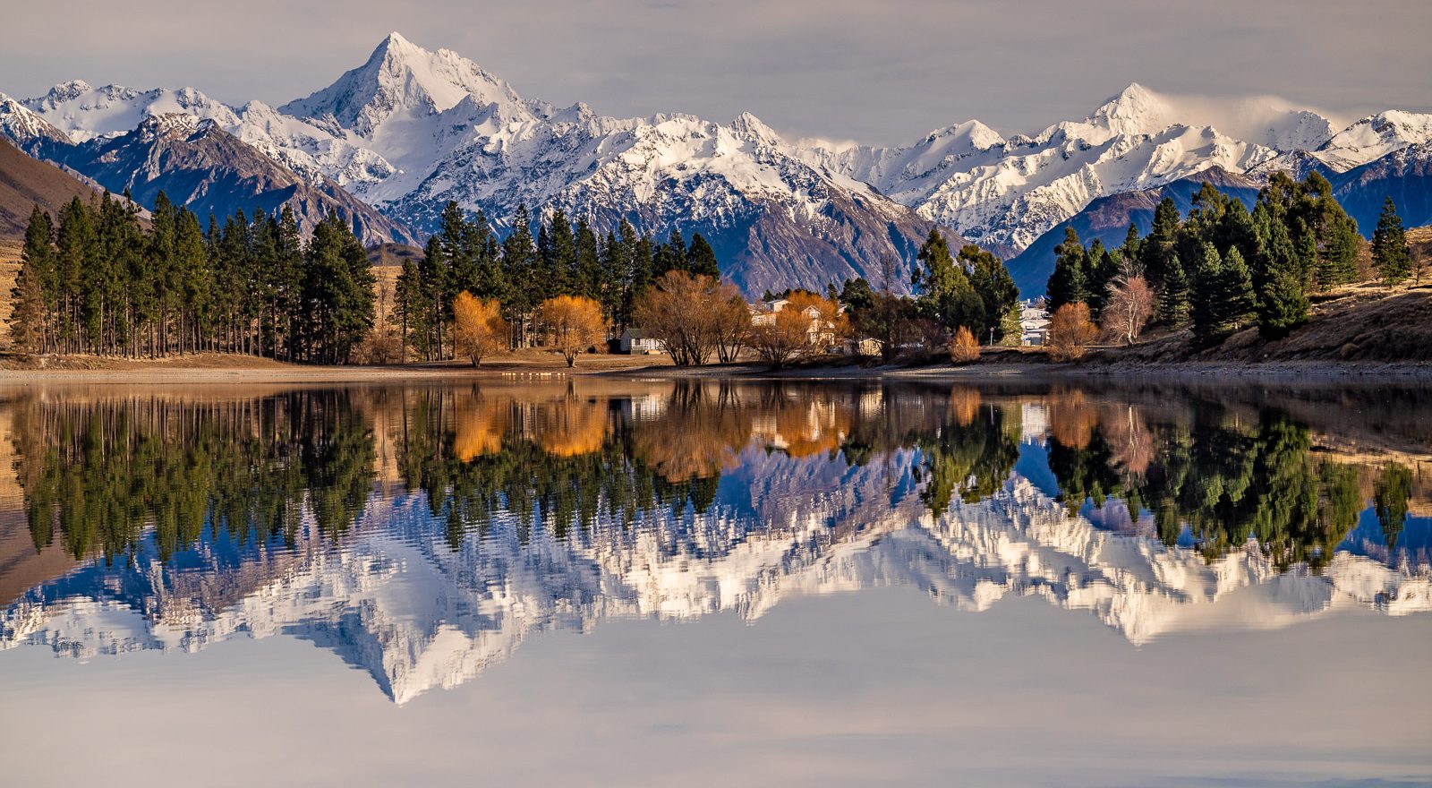 mountain range covered in snow