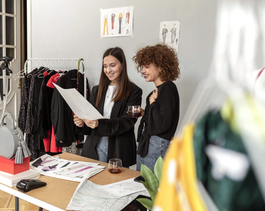 fashion designers working in a store