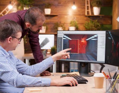 2 designers designing on animation software