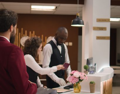 Hospitality employees working in a hotel