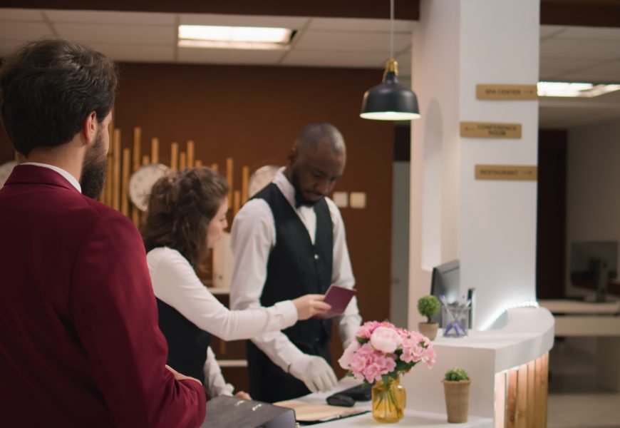Hospitality employees working in a hotel