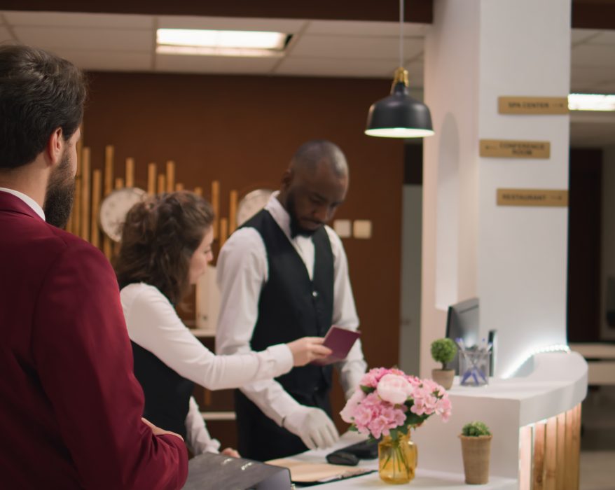 Hospitality employees working in a hotel