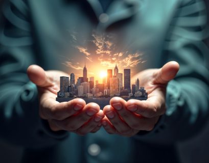 Buildings kept in the hands of a man