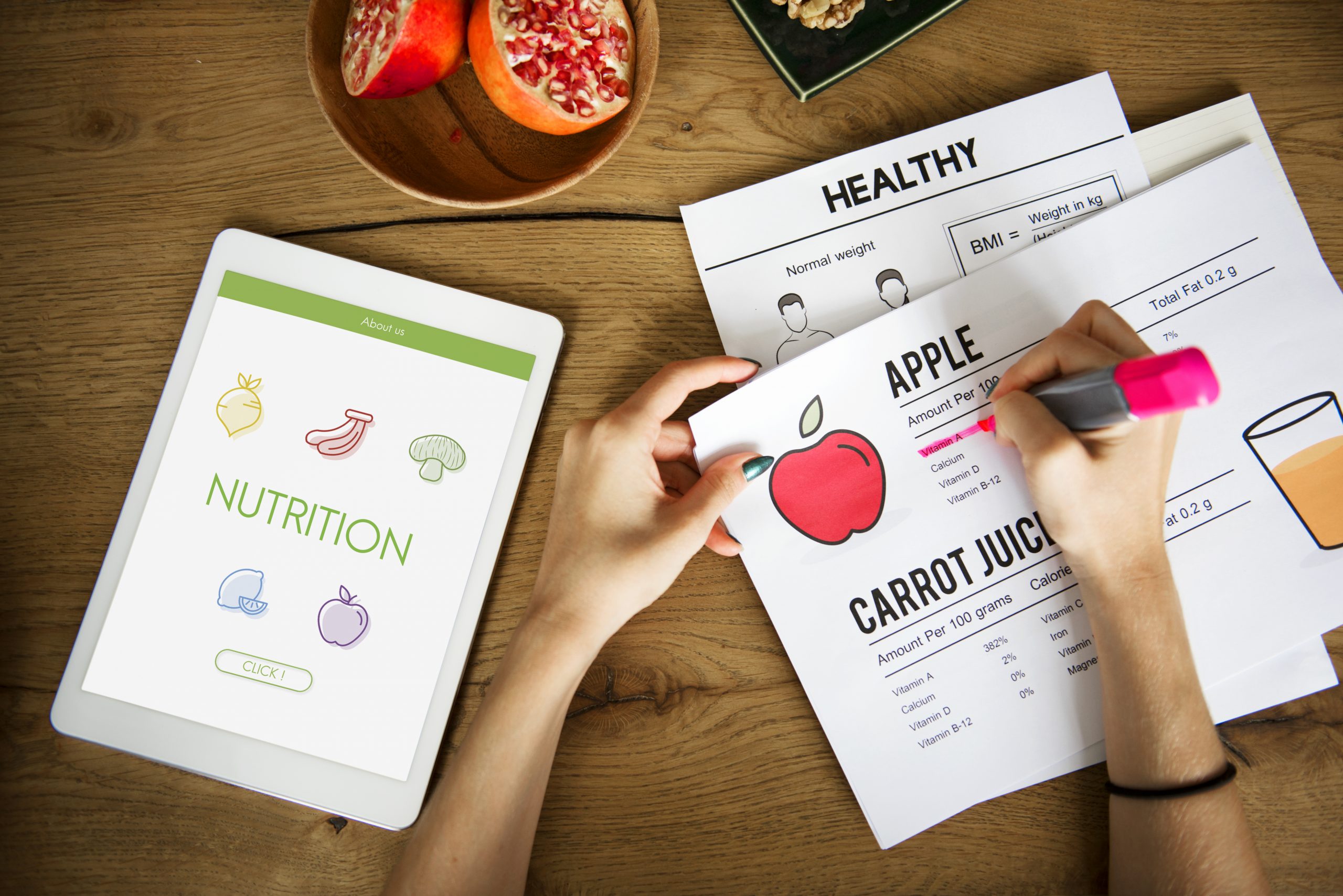 A diet plan chart been made